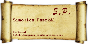 Simonics Paszkál névjegykártya